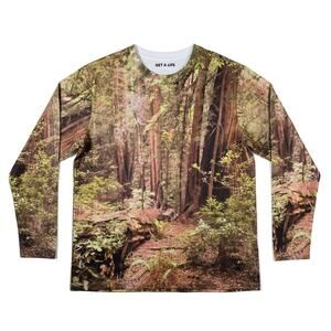 Get A Life All-Over Forest Print Long Sleeve Shirt AOP Green Multi 2XL Gorpcore